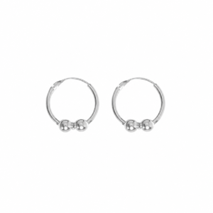 Argollas con bolitas de plata 925 — 1.5 × 14 mm — Par